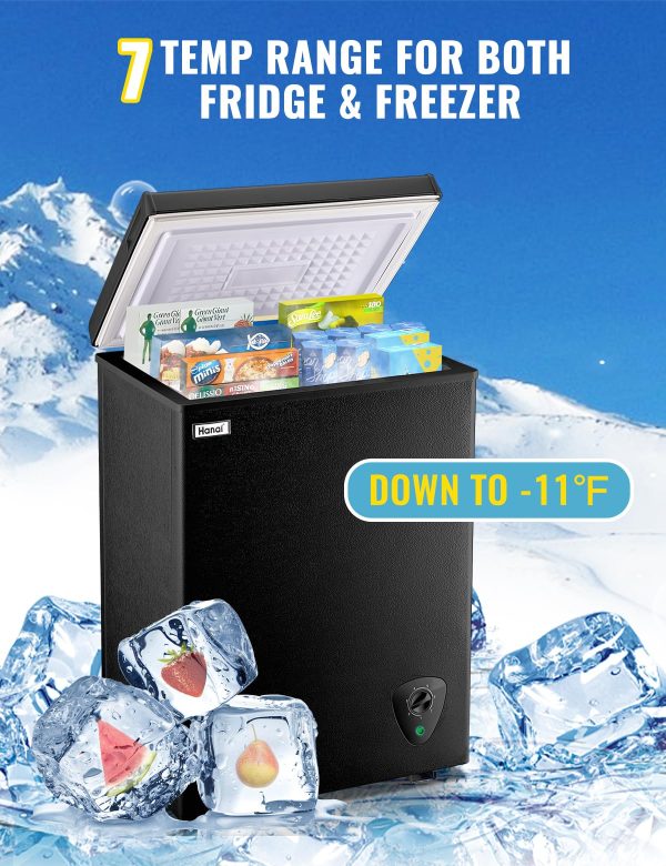Chest Freezer 3.5 CU.FT WANAI Deep Freezers Compact Mini Freezer 7 Temperature Control Low noise with Removable Basket for Dorm Apartment Home Kitchen - Image 2