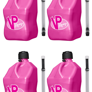 VP Racing Utility Jug 5.5 Gallon + Deluxe Hose - Mix and Match Between 11 Different Colors - Made in the USA (4 Pack, Pink)