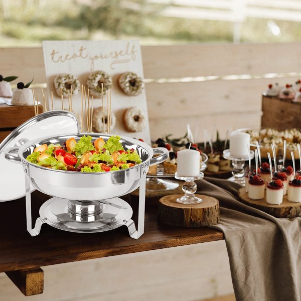 IMACONE 5QT Chafing Dish Buffet Set 2-Pack with Glass Lid, Stainless Steel Round Chafer Set for Catering - Image 10