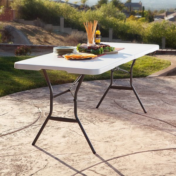 Lifetime 6 ft. Rectangle Commercial Fold-In-Half Table - White - Image 8