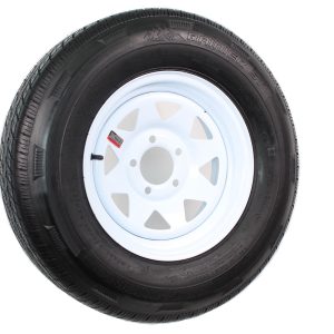 Radial Trailer Tire On Rim ST205/75R14 LRD 14" 5 Lug Spoke White Wheel