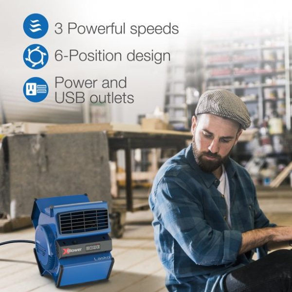 Lasko X12905 X-Blower Multi-Position Utility Blower Floor Fan， Blue - Image 2
