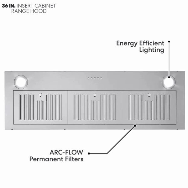 JOEAONZ 36 inch Range Hood Built-in 600CFM Stainless Kitchen Vent 3-Speed with Led Bulb Easy Clean Filter - Image 9