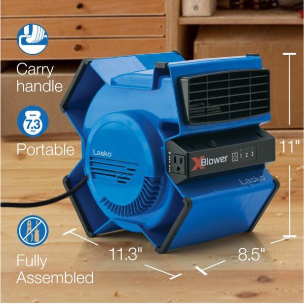 Lasko X12905 X-Blower Multi-Position Utility Blower Floor Fan， Blue - Image 5