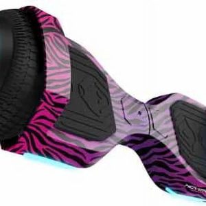 Hover-1 Rebel Kids Hoverboard with LED Headlight, 6 m Max Speed, 130 Lbs. Max Weight, 3 Miles Max Distance - Pink Zebra