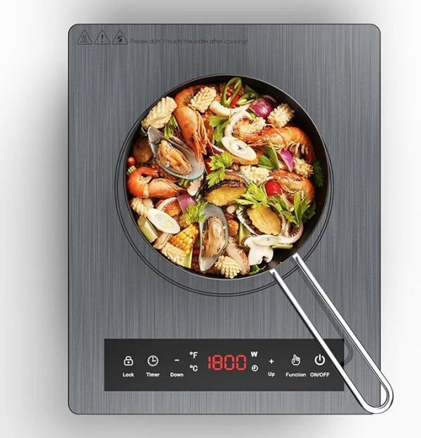Portable Induction Cooktop,Hot Plate Electric Countertop Single Burner 1800W, Sensor Touch Stove with Digital Led Display, Timer and Child Safety Lock - Image 7