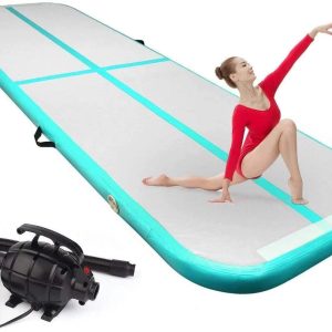 FBSPORT Air Track InflatableGymnastics Mat Tumbling Mats 20 ft x 3ft x 4 in Training Mat for Home Use/Training/Cheerleading/Yoga/Water with Pump, Green