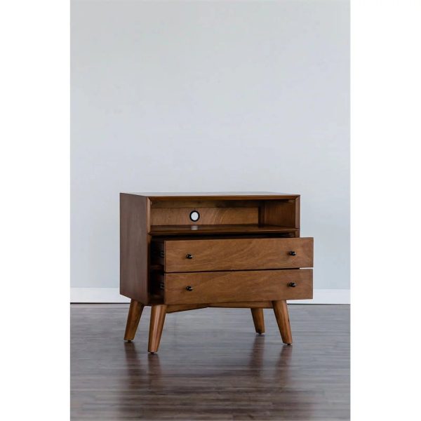 Home Square 4 Piece Set with Small TV Console Full Wood Bed & Large Nightstand - Image 18