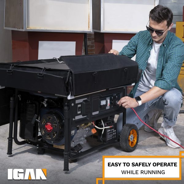 IGAN Generator Tent Running Cover Pro-Max, Ultra Heavy Duty Tarpaulin Enclosure with Windproof Kit, Portable All-Weather Generator Rain Shelter for Most 3500w-12000w generators, Black Generator Cover - Image 5