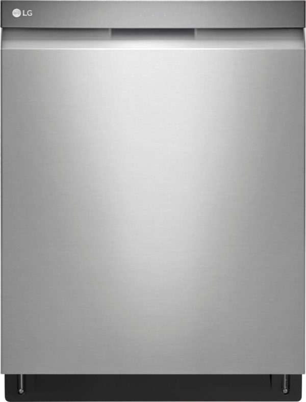 LG - 24" Top Control Smart Wi-Fi Enabled Dishwasher with QuadWash and Stainless Steel Tub - Stainless steel - Image 8