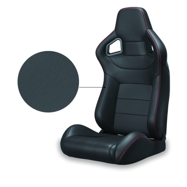 2PC Universal Bucket Racing Seats Red Stitch Red PVC Leather Reclinable Carbon Look Leather Back With Adjustor Slider(Not Including Seat Bracket ) 1 box of 2 pieces - Image 2