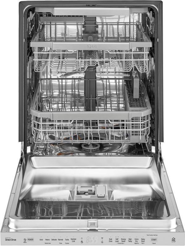 LG - 24" Top Control Smart Wi-Fi Enabled Dishwasher with QuadWash and Stainless Steel Tub - Stainless steel - Image 7