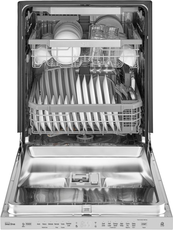 LG - 24" Top Control Smart Wi-Fi Enabled Dishwasher with QuadWash and Stainless Steel Tub - Stainless steel - Image 5