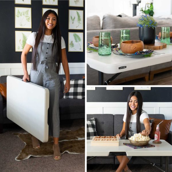 Lifetime Products 4 ft. Commercial Adjustable Folding Table， White - Image 8