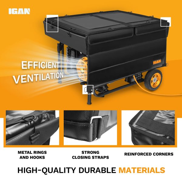 IGAN Generator Tent Running Cover Pro-Max, Ultra Heavy Duty Tarpaulin Enclosure with Windproof Kit, Portable All-Weather Generator Rain Shelter for Most 3500w-12000w generators, Black Generator Cover - Image 3