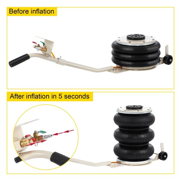 BENTISM Pneumatic Jack 5 Ton/11023 lbs Triple Bag Air Jack Lifting Height 6.5-16Inch Inflatable Car Jack Lifter Pneumatic Air Jack 11023LBS Capacity Extremely Fast Lifting - Image 6