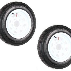 2-Pk Trailer Tire On Rim 480-12 4.80-12 4.80x12 in. LRC 5 Hole White Spoke Wheel