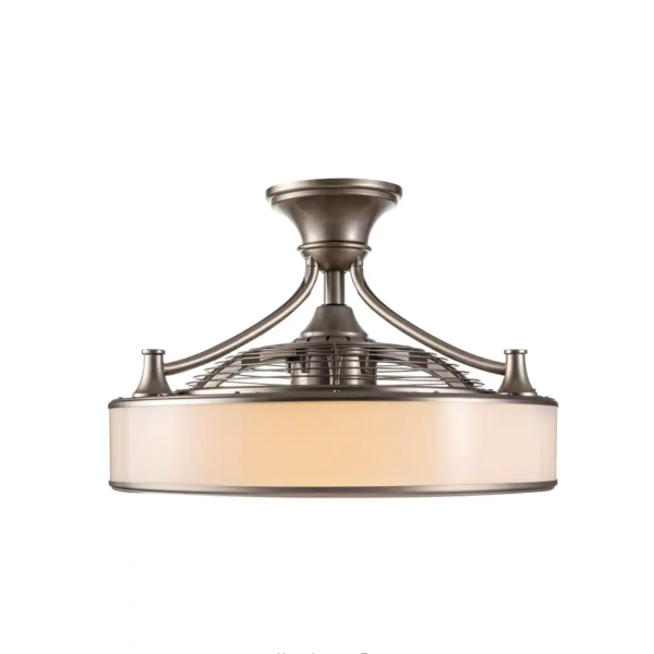 Home Decorators Collection Windara 22 in. LED Indoor/Covered Outdoor Brushed Nickel Ceiling Fan with Light Kit and Remote Control - Image 2