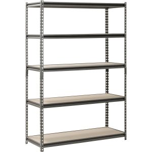 Muscle Rack 48"W x 18"D x 72"H 5-Shelf Steel Freestanding Shelves, Silver