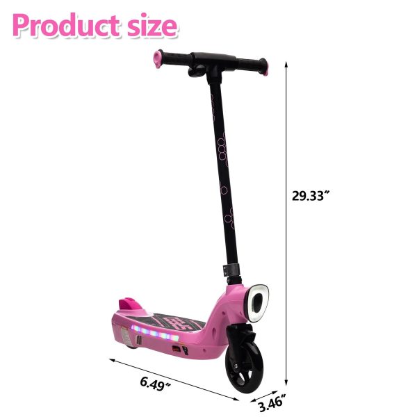 iRerts Kids Electric Scooter for 6-14 Year Old, Portable Kids Scooter for Boys Girls, 12V 45W Kids Electric Scooter with Front Big Light, Rear Brake, Colorful Deck Light, Pink - Image 5