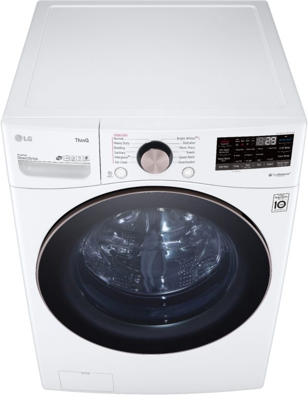 LG - 4.5 Cu. Ft. High-Efficiency Stackable Smart Front Load Washer with Steam and Built-In Intelligence - White - Image 14