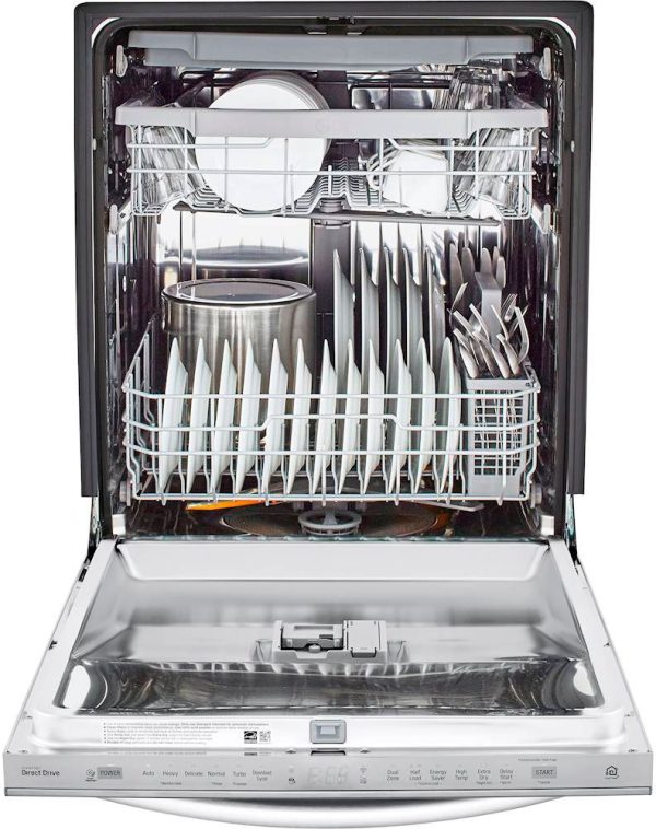 LG - 24" Top-Control Built-In Smart Wifi-Enabled Dishwasher with Stainless Steel Tub, Quadwash, and 3rd Rack - Stainless steel - Image 5