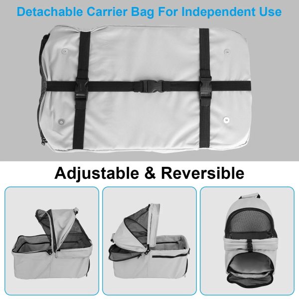 iMounTEK Pet Stroller with 4 Wheels, Outdoor Foldable Dog Cage Stroller with Removable Liner Storage Basket for Dog Cat, Gray - Image 6