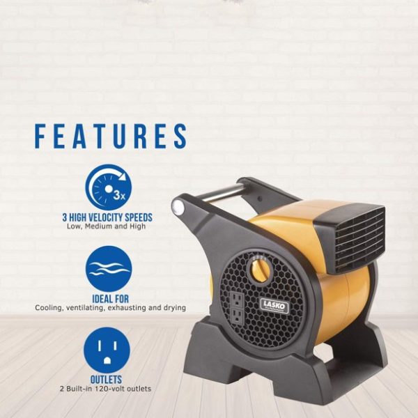 Lasko Pro Performance High-Velocity Utility Fan With Integrated Power Outlets - Image 2