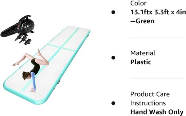 Inflatable Gymnastics Mat Tumble Track Air Tumbling Mat Floating Water Mat 10FT/13FT/16FT 4 inches Thickness for Home Use Tumbling, Training, Cheerleading,Yoga,Water Lake with Electric Air Pump - Image 6