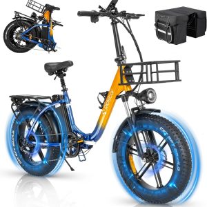 Eletric Bike for Adults 750W Motor 48V 15Ah Removable Battery 20'' Fat Tire Folding Commuting E-Bike Shimano 7-Speed UL2849
