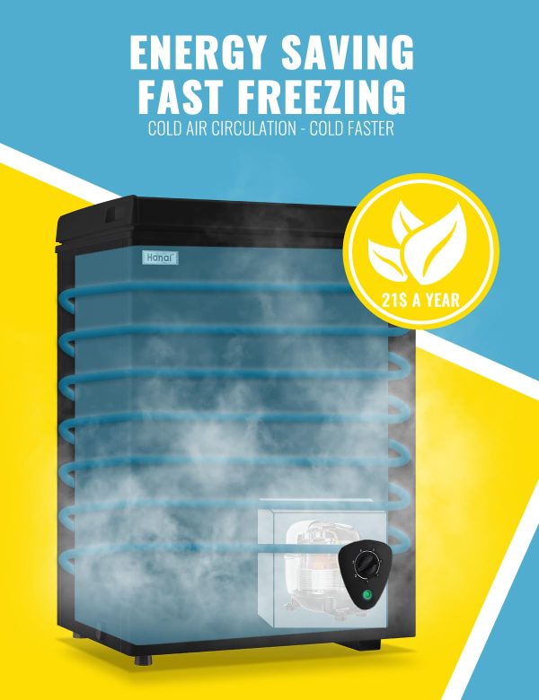 Chest Freezer 3.5 CU.FT WANAI Deep Freezers Compact Mini Freezer 7 Temperature Control Low noise with Removable Basket for Dorm Apartment Home Kitchen - Image 5