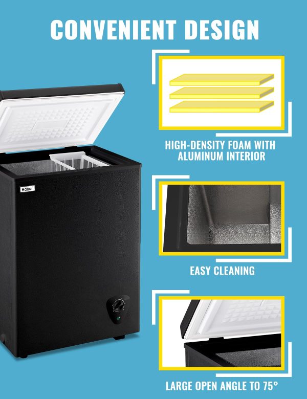 Chest Freezer 3.5 CU.FT WANAI Deep Freezers Compact Mini Freezer 7 Temperature Control Low noise with Removable Basket for Dorm Apartment Home Kitchen - Image 3