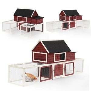 Pawhut Wooden Customizable Backyard Chicken Coop With Nesting Box and Runs, 114"