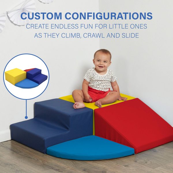 Factory Direct Partners 11619-BLRD SoftScape Toddler Playtime Corner Climber, Indoor Active Play Structure (4-Piece Set) - Blue/Red - Image 4