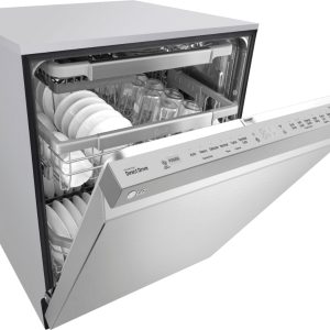 LG - 24" Top Control Smart Wi-Fi Enabled Dishwasher with QuadWash and Stainless Steel Tub - Stainless steel