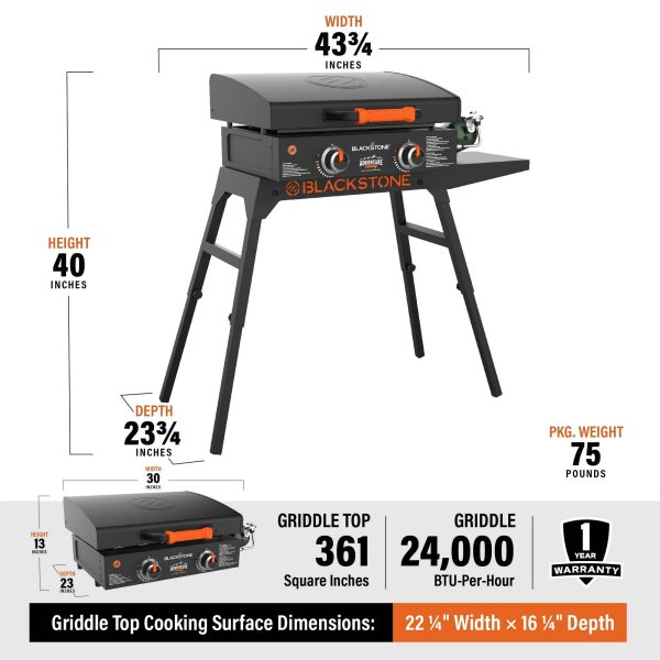 Blackstone 1891 Adventure Ready 22" Griddle with Stand and Adapter Hose - Image 2