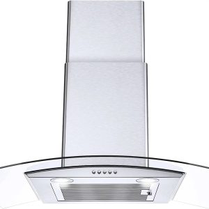 Range Hood 30 inch Convertible Wall Mount Range Hood with Tempered Glass 3 Speed Fan 450CFM