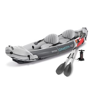 Open Box Intex Dakota K2 2 Person Vinyl Inflatable Kayak with Oars and Pump