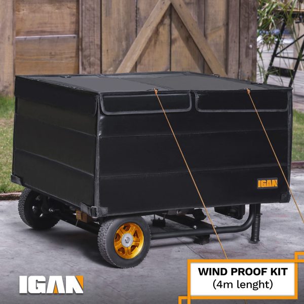IGAN Generator Tent Running Cover Pro-Max, Ultra Heavy Duty Tarpaulin Enclosure with Windproof Kit, Portable All-Weather Generator Rain Shelter for Most 3500w-12000w generators, Black Generator Cover - Image 7