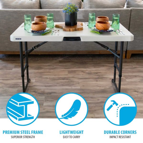 Lifetime Products 4 ft. Commercial Adjustable Folding Table， White - Image 4