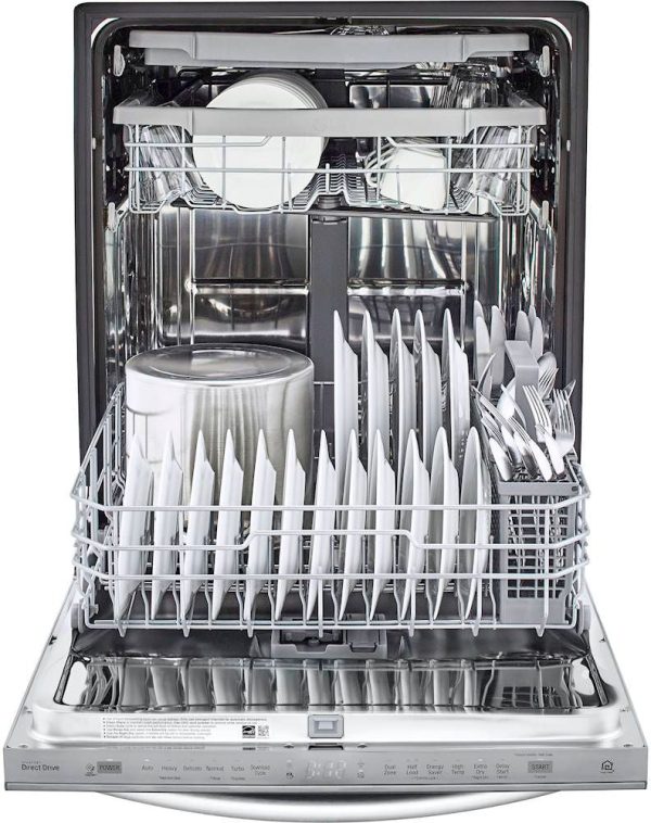LG - 24" Top-Control Built-In Smart Wifi-Enabled Dishwasher with Stainless Steel Tub, Quadwash, and 3rd Rack - Stainless steel - Image 11