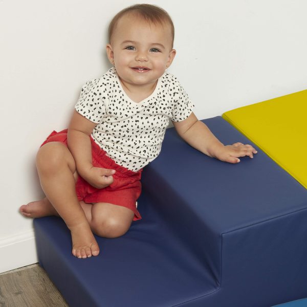 Factory Direct Partners 11619-BLRD SoftScape Toddler Playtime Corner Climber, Indoor Active Play Structure (4-Piece Set) - Blue/Red - Image 5