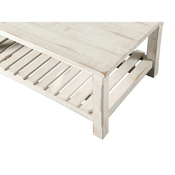Bowery Hill Barn Door Solid Wood Coffee Table Antique White - Image 2